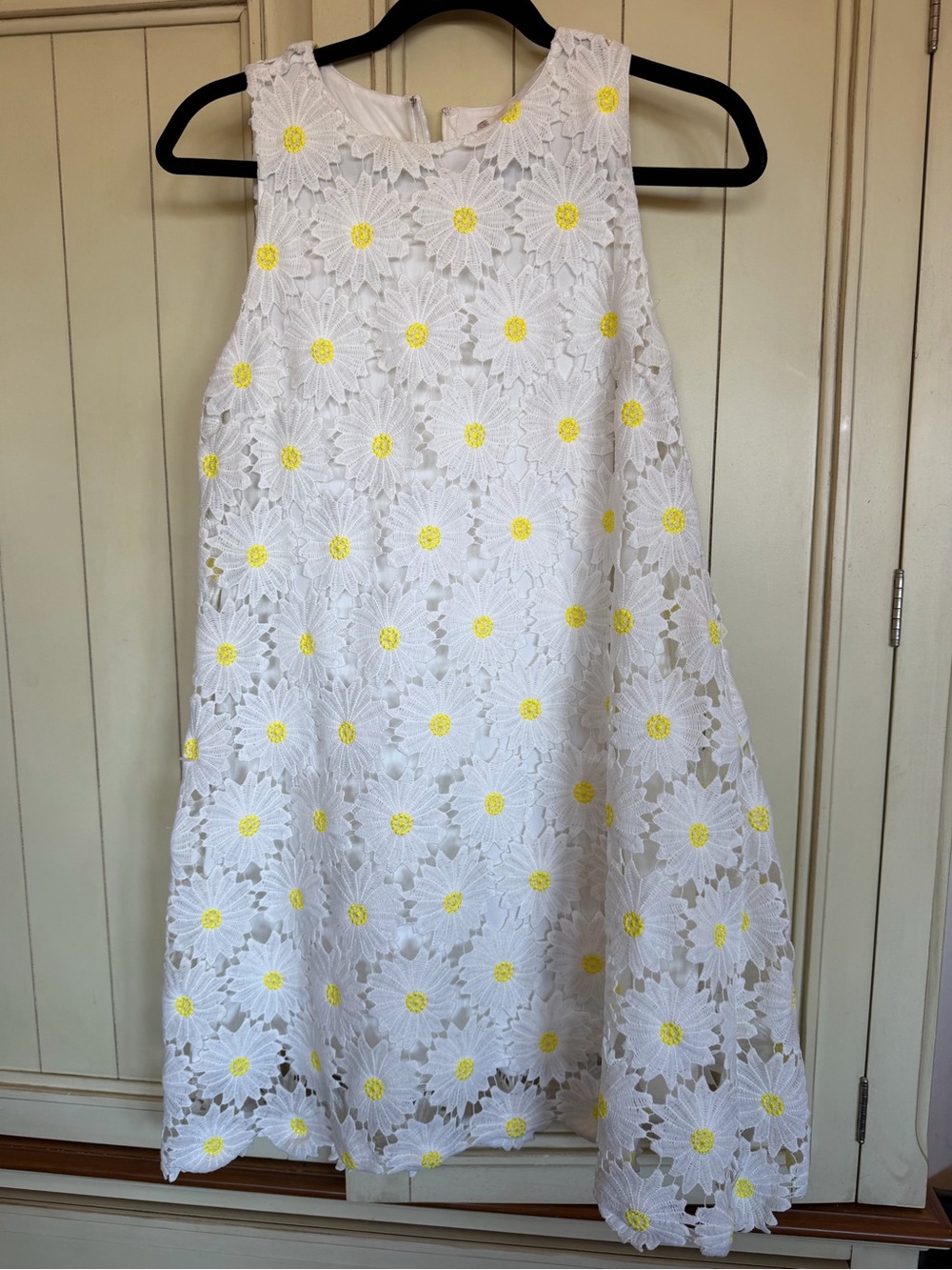 Altar'd State White Lace Dress with Yellow Daisy Accents